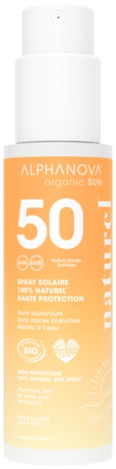 Alphanova Spray Solar SPF50 Parfumat 100% Natural Și Organic 100g - Img 1