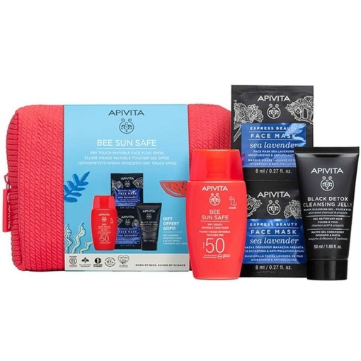 Apivita Set Îngrijire Solară Bee Sun Safe Dry Touch Fluid Invizibil Pentru Față SPF50 4 Produse - Img 1