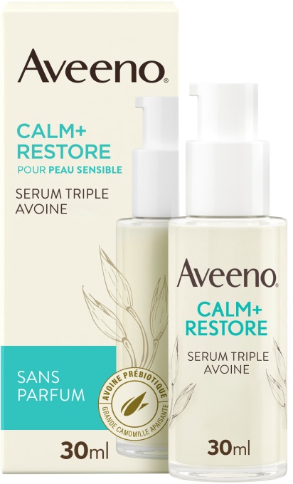 Aveeno Calm+ Restore Ser Cu Triplu Extract De Ovăz Fără Parfum Pentru Piele Sensibilă 30ml - Img 1