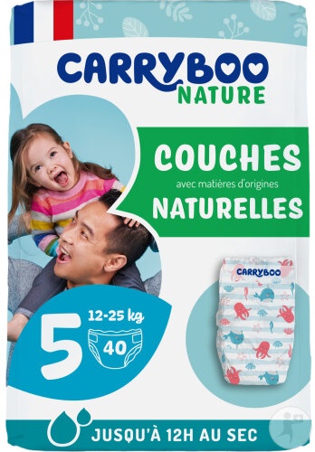 Carryboo Nature Scutece Naturale Cu Model Trop Chou Mărimea 5 12-25kg 40 Bucăți - Img 1
