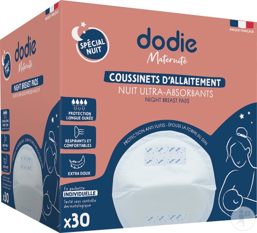 Dodie Tampoane De Alăptare Pentru Sân De Noapte Cu Adeziv 30 Bucăți - Img 1