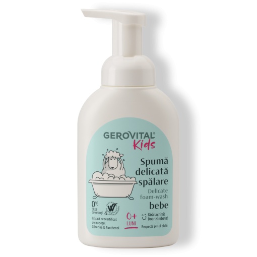 Gerovital Kids Spumă Delicată Spălare 2În1 Corp/Păr Bebeluși 300ml - Img 1