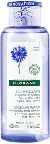Klorane Albăstrele Bio Apă Micelară 3în1 Fața și Ochi 400ml - Img 1