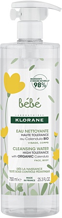 Klorane Apă De Curățare Fără Clătire Pentru Bebeluși Cu Gălbenele Organice 750ml - Img 1