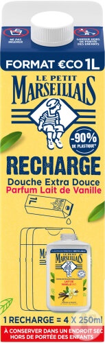 Le Petit Marseillais Rezervă Ecologică Gel De Duș Cremă Extra-Delicat Cu Lapte De Vanilie 1l - Img 1