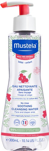 Mustela Bébé-Enfant Apă De Curățare Calmanta Fără Clătire Pentru Față Și Scutec Piele Foarte Sensibilă 300ml - Img 1