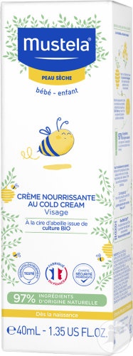 Mustela Bébé-Enfant Cremă Hrănitoare Cold Cream Pentru Față Piele Uscată Tub 40ml - Img 1