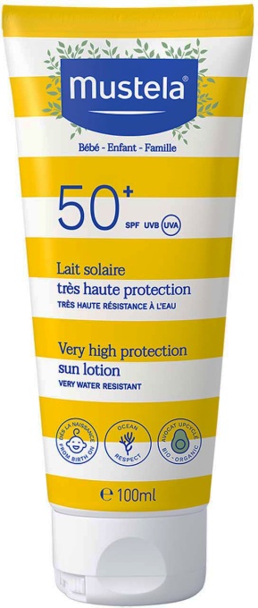 Mustela Bébé-Enfant Lapte Solar SPF50+ Piele Sensibilă Și Intolerantă La Soare 100ml - Img 1