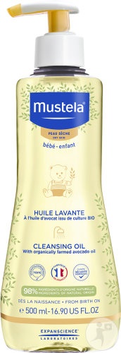 Mustela Bébé-Enfant Ulei De Duș Pentru Piele Uscată Flacon Cu Pompiță 500ml - Img 1