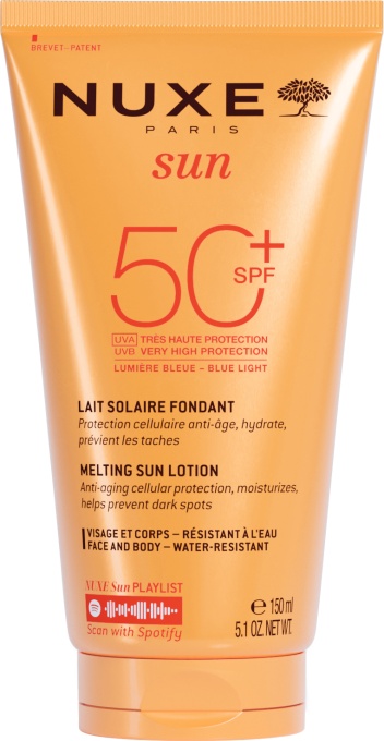 Nuxe Sun Loțiune Fondantă Cu Protecție Solară Pentru Față Și Corp SPF50 Toate Tipurile De Ten 150ml - Img 1