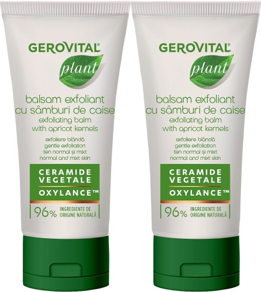 Pachet Gerovital Plant Balsam Exfoliant Cu Sâmburi Caise 2x100ml - Img 1