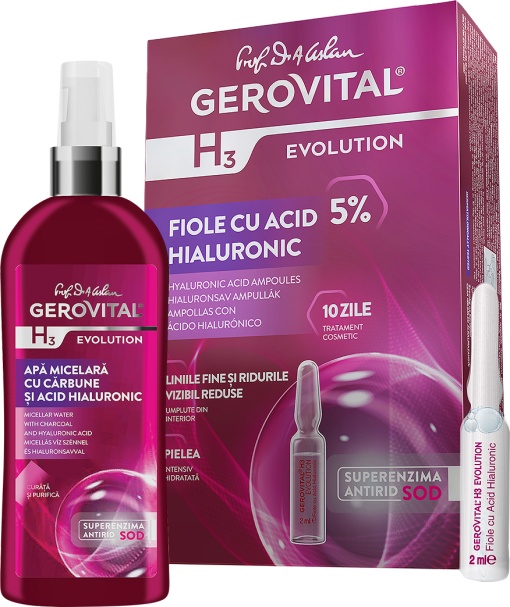 Pachet Mix&amp;Match Gerovital H3 Evolution Apă Micelară + Fiole Cu Acid Hialuronic - Img 1
