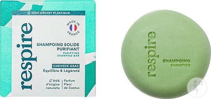 Respire Șampon Solid Purifiant Păr Gras Floare De Cactus 75g - Img 1