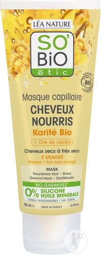 So'Bio Étic Masca De Păr Cu Unt De Shea Bio + Ceară De Jojoba Pentru Păr Uscat Până La Foarte Uscat 200ml - Img 1