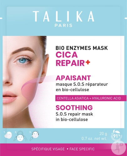 Talika Cica Repair+ Mască SOS Reparatoare Calmantă Din Bio-Celuloză 20g - Img 1