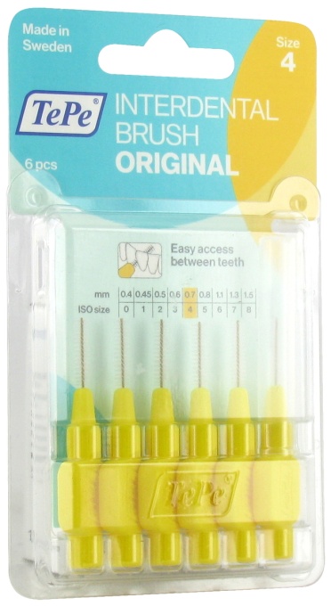 Tepe Periuțe Interdentare Original 0.70 mm Galbene 6 Bucăți - Img 1