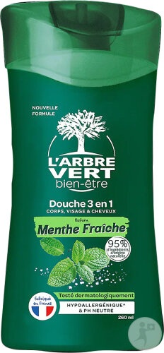 The Green Tree 3in1 Corp &amp; Păr Pentru Bărbați Cu Menta Proaspătă 260ml - Img 1