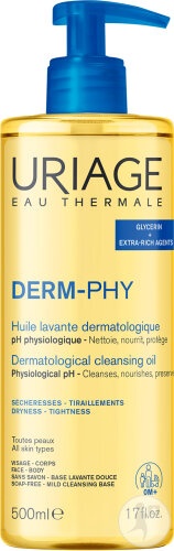 Uriage Derm-Phy Ulei De Curățare Față Și Corp Toate Tipurile De Piele Flacon Pompă 500ml - Img 1