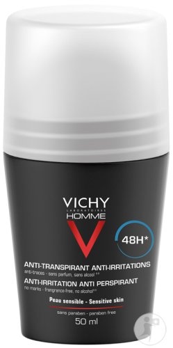 Vichy Homme Deodorant Anti-Transpirație Anti-Iritații Piele Sensibilă Roll-On 50ml - Img 1