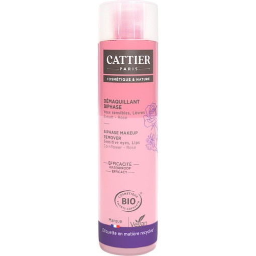 Cattier Demachiant Bifazic Simfonie Vegetală Pentru Ochi Sensibili Și Buze Bio Flacon 150ml - Img 1