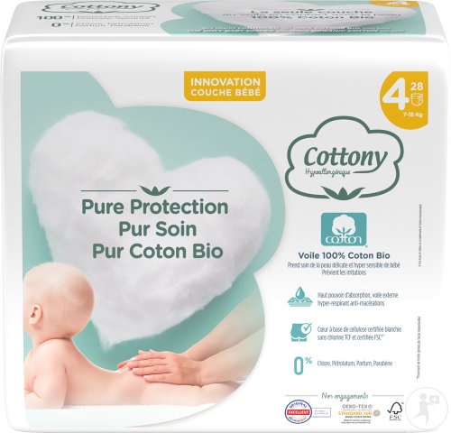 Cottony Scutece Pentru Bebe 7-18kg Mărimea 4 28 Bucăți - Img 1