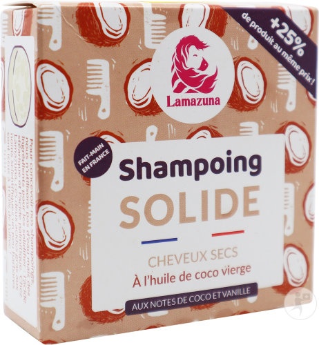 Lamazuna Șampon Solid Vegan Vanilie &amp; Cocos Pentru Păr Uscat 70g - Img 1