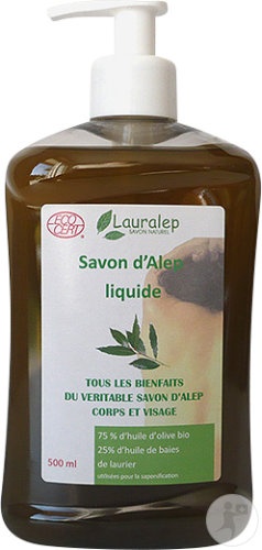 Lauralep Săpun De Alep Lichid 25% Dafin Flacon Cu Pompiță 500ml - Img 1