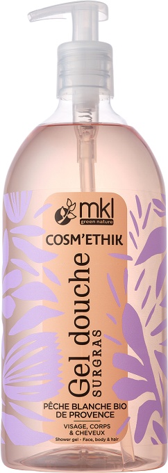 MKL Green Nature Cosm'Ethik Gel De Duș Rehidratant Piersică Sălbatică Din Provence Organic 1l - Img 1