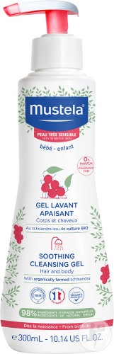 Mustela Bébé-Enfant Gel De Curățare Calmanta Pentru Corp Și Păr Piele Foarte Sensibilă Flacon Cu Pompa 300ml - Img 1