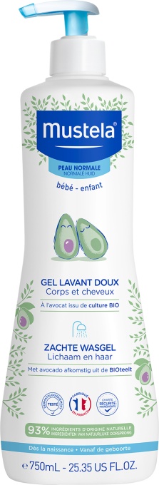Mustela Bébé-Enfant Gel De Curățare Delicat Pentru Corp Și Păr Piele Normală Flacon Cu Pompa 750ml - Img 1
