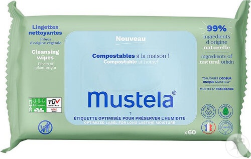 Mustela Șervețele De Curățare Compostabile Cu Parfum 60buc - Img 1
