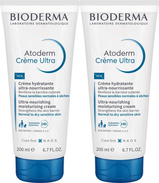 Pachet Bioderma Atoderm Cremă Hidratantă Ultra-Hrănitoare Piele Sensibilă Normală/Uscată 2x200ml - Img 1