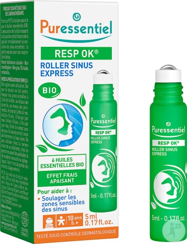 Puressentiel Resp Ok Sinus Express Roller Cu Uleiuri Esențiale Bio 5ml - Img 1