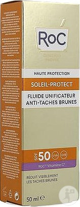 Roc Soleil Protect Fluid Uniformizator Anti-Pete Maronii SPF50 Tub 50ml - Img 1