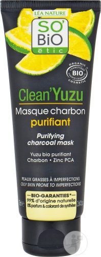 So'Bio Étic Clean'Yuzu Masca De Carbune Purifiantă Pentru Piele Grasă Bio 75ml - Img 1