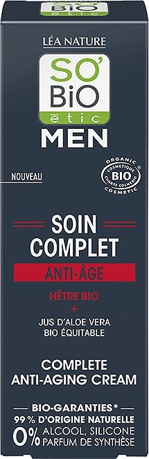 So'Bio Étic Men Îngrijire Completă Anti-Îmbătrânire Fag Și Suc De Aloe Vera Bio Tube 50ml - Img 1