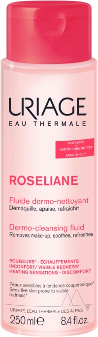 Uriage Roséliane Fluid De Curățare Dermo-Calmant Ten Sensibil Predispus La Roșeață 250ml - Img 1