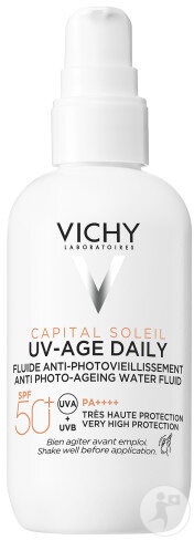 Vichy Capital Soleil UV-Age Daily Fluid Anti-Fotoîmbătrânire SPF50+ Maxi Flacon Cu Pompiță 80ml - Img 1