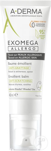 A-Derma Exomega Allergo Balsam Emolient Piele Uscată-Iritată 40ml - Img 1