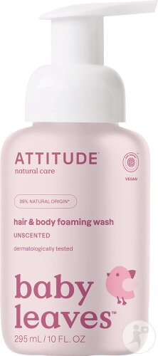 Attitude Baby Leaves Spumant De Curățare Pentru Păr Și Corp Pentru Bebeluși Fără Miros 295ml - Img 1