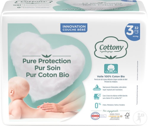 Cottony Scutece Pentru Bebe 4-9kg Mărimea 3 32 Bucăți - Img 1