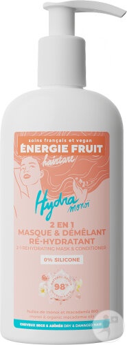 Energie Fruit 2în1 Mască + Balsam Păr Monoï Și Macadamia Bio Păr Uscat/Deteriorat 300ml - Img 1