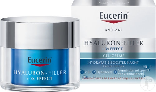 Eucerin Hyaluron-Filler + 3x Effect Gel-Cremă Booster Hidratare Noapte 50ml - Img 1