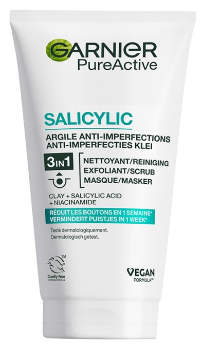 Garnier SkinActive Pure Active 3in1 Cu Argila Anti-Acneic Ten Mixt Cu Imperfecţiuni Tub 150ml - Img 1
