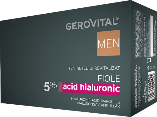 Gerovital Men Fiole Cu Acid Hialuronic 5%10x2ml - Img 1