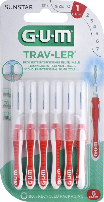 Gum Perie interdentară Trav-Ler 0,8mm 6 Bucăți - Img 1