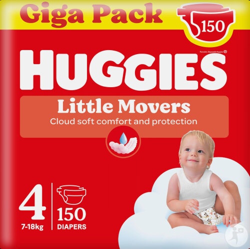 Huggies Little Movers Scutece Mărimea 4 Bebeluși 150 Bucăți - Img 1