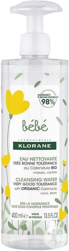 Klorane Bébé Apă De Curățare Organică Cu Mușeîel Pentru Față Și Corp 400ml - Img 1