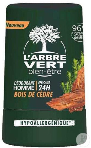 L'Arbre Vert Deodorant Roll-On Bărbați Cedru Lemn 50ml - Img 1