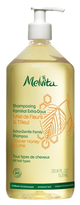 Melvita Essentiels Sampon Pentru Intreaga Familie Extra-Bland Miere De Flori Și Tei Flacon 1l - Img 1